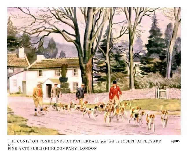 THE CONISTON FOXHOUNDS AT PATTERDALE painted by JOSEPH APPLEYARD
