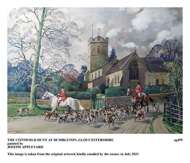 THE COTSWOLD HUBT AT DUMBLETON, GLOUCESTERSHIRE painted by JOSEPH APPLEYARD