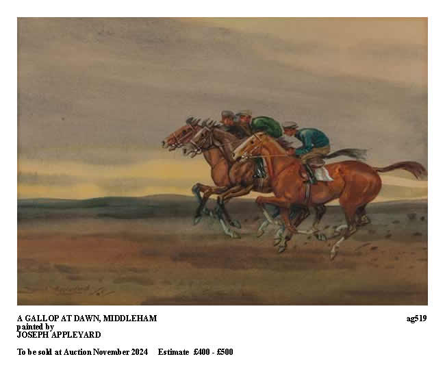 A GALLOP AT DAWN, MIDDLEHAM painted by JOSEPH APPLEYARD