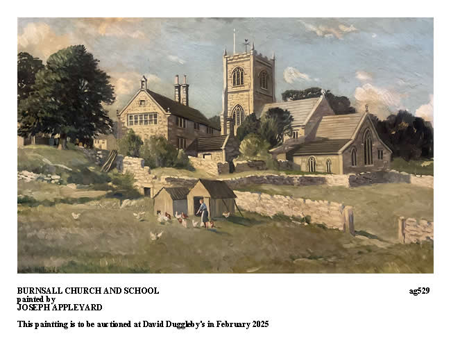 BURNSALL CHURCH AND SCHOOL painted by JOSEPH APPLEYARD