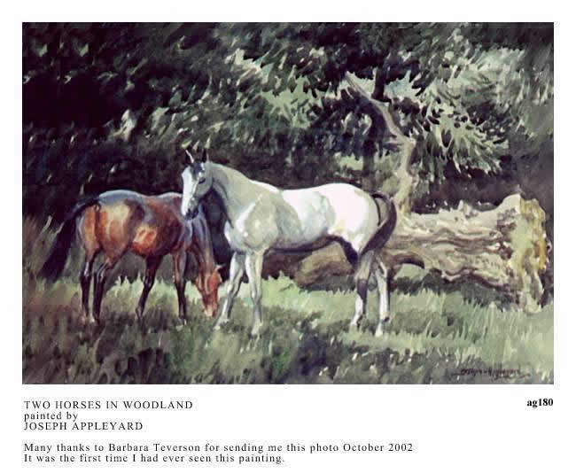 TWO HORSES IN WOODLAND painted by JOSEPH APPLEYARD