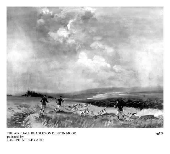 THE AIREDALE BEAGLES ON DENTON MOOR painted by JOSEPH APPLEYARD