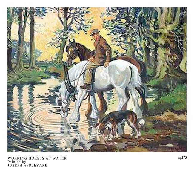 WORKING HORSES AT WATER painted by JOSEPH APPLEYARD