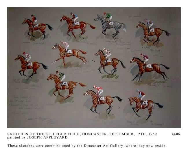 SKETCHES OF THE ST LEGER FIELD, SEPTEMBER 1959 painted by JOSEPH APPLEYARD
