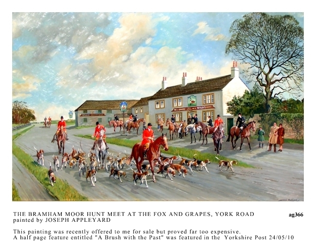 THE BRAMHAM MOOR HUNT MEET at THE FOX AND GRAPES, YORK ROAD painted by JOSEPH APPLEYARD