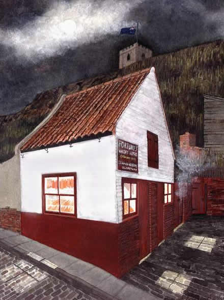 FORTUNE'S KIPPERS, WHITBY painted by DAVID APPLEYARD