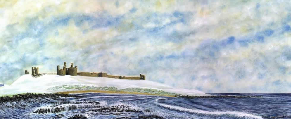 DUNSTANBURGH CASTLE, NORTHUMBERLAND painted by DAVID APPLEYARD