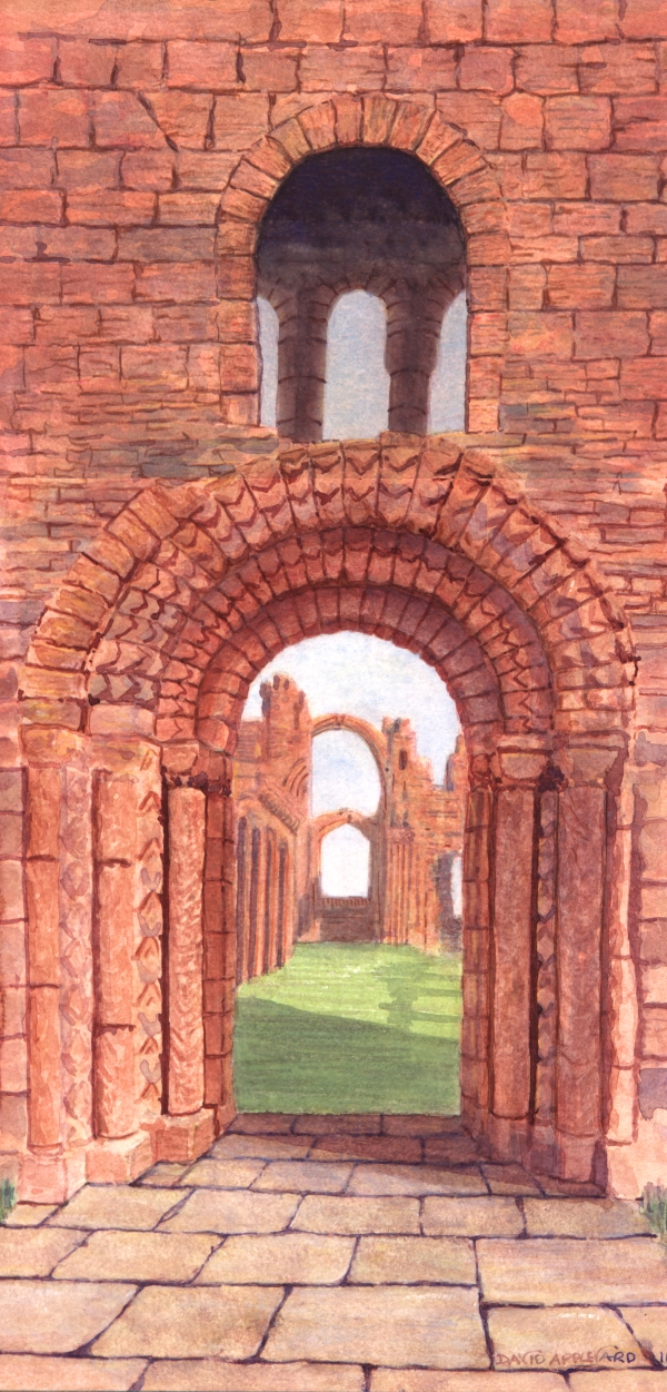 THREE ARCHES, LINDISFARNE ABBEY painted by DAVID APPLEYARD