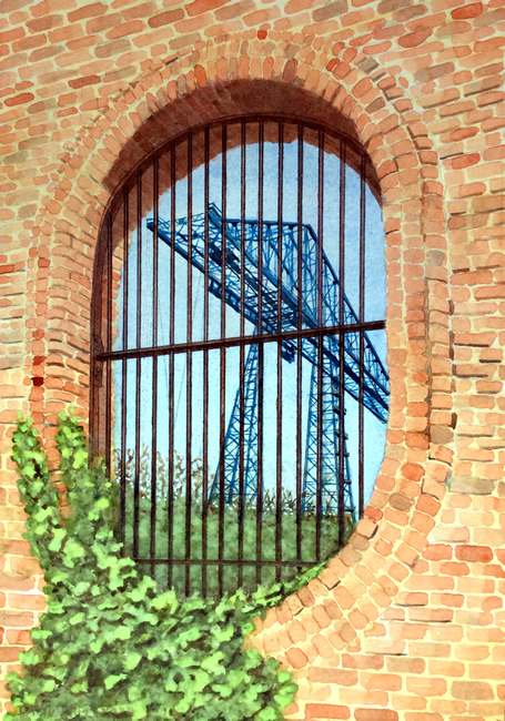 ONE OF YORKSHIRE'S FINEST - TEES TRANSPORTER BRIDGE, MIDDLESBOROUGH painted by DAVID APPLEYARD