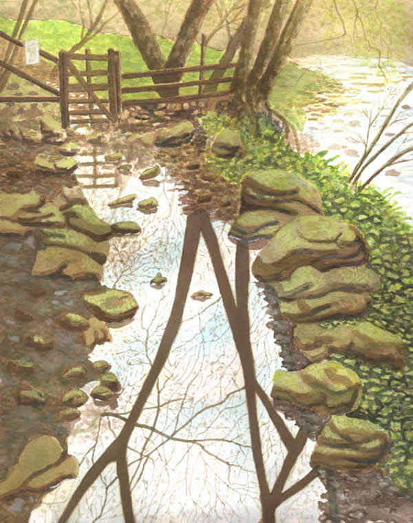 RIVERSIDE REFLECTIONS, RICHMOND painted by DAVID APPLEYARD