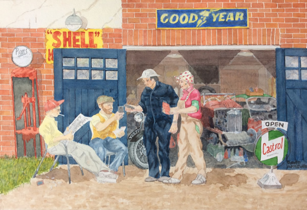 ENJOYING A BREAK FROM TINKERING  painted by DAVID APPLEYARD