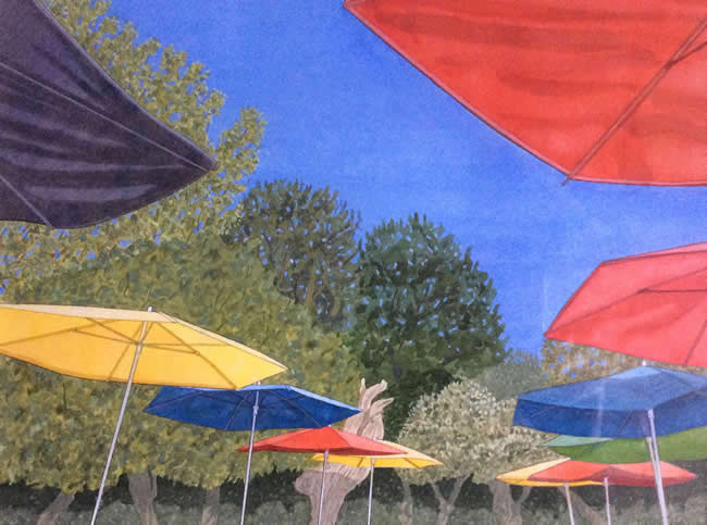 PARASOLS, BIG SUR painted by DAVID APPLEYARD